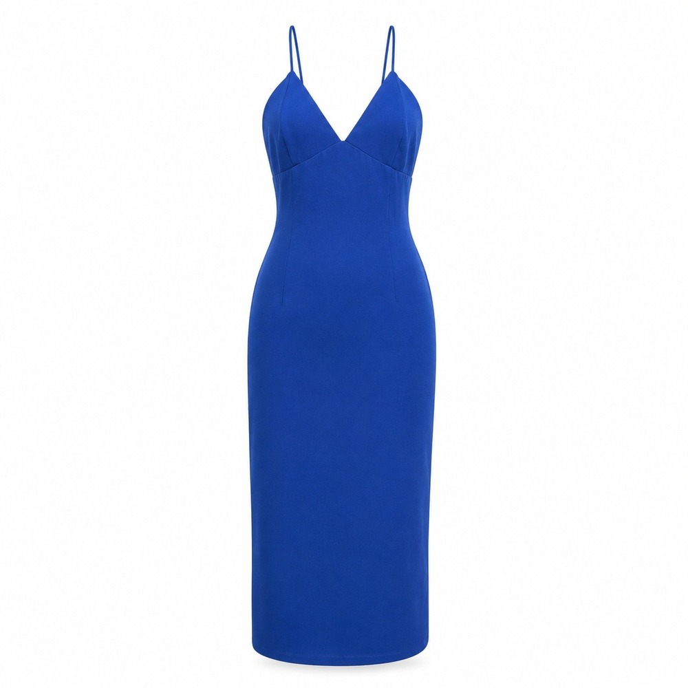 Bardot Cobalt Blue Midi Dress Strappy Back Bodycon Cocktail NWT M